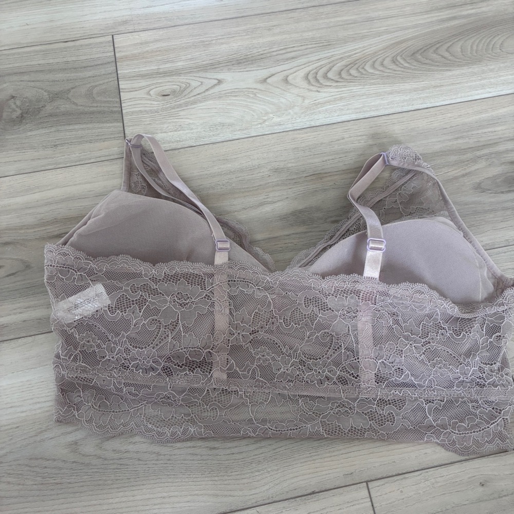 Pearl by Venus Mauve Floral Lace Bralette XXL Wireless Padded Longline Bra - Picture 3 of 6
